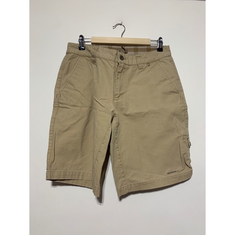 Merrell Mens Size 32x32 Tan Cotton Flat Front Shorts